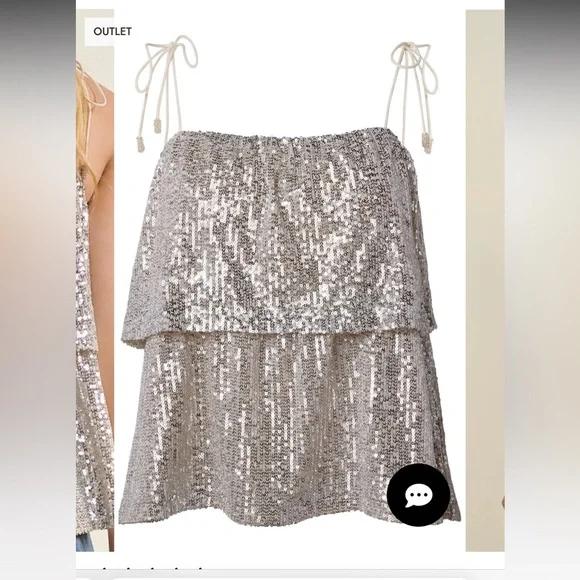 NWT Venus medium champagne Sequin Layered Top - Picture 3 of 3
